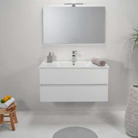 Badrumsmöbler MF-2114 - Tvättställ med spegel - Badrumspaket