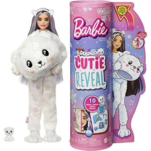 Barbie - Cutie Reveal Winter modedocka Sparkle isbjörn