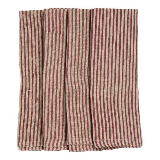 Chamois - Stripe Servett Lin 50x50 cm Röd