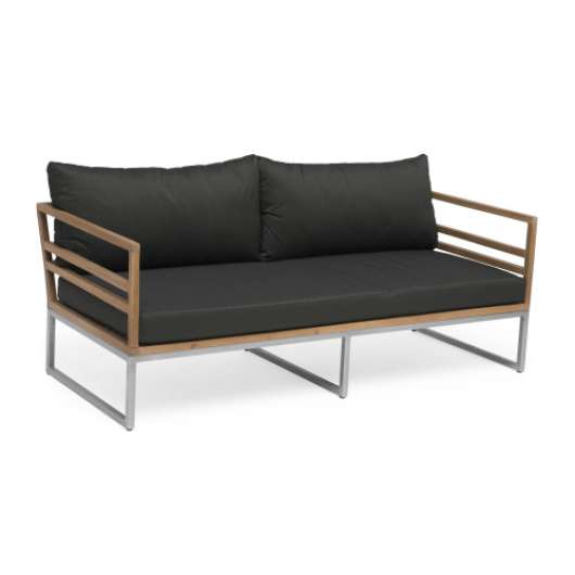 Hillerstorp - kaxheden 3-sits soffa aluminium/teak inkl mörkgrå dyna olefin - fri frakt