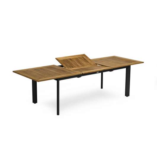 Hillerstorp - nydala bord 96x200/280 cm svart aluminium/teak ellipsben - fri hemleverans