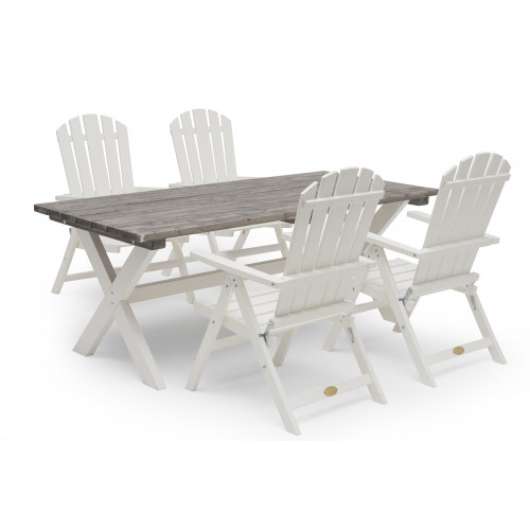 Hillerstorp - shabby chic bord 195+4 läckö stol grå/vit - fri hemleverans