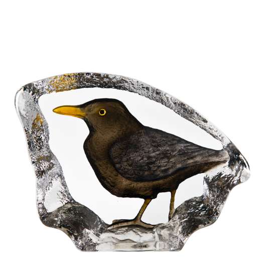Målerås Glasbruk - Wildlife Koltrast 12,5 cm Svart