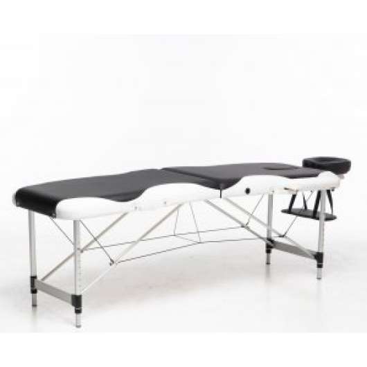 Massagebänk med metallben - 2 zoner - svart/vit - Massagebänkar