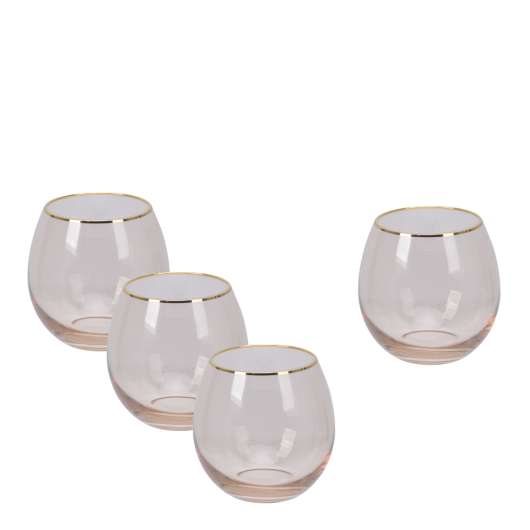 Modern House - Vattenglas med Guldkant 45 cl 4-pack  Soft Pink