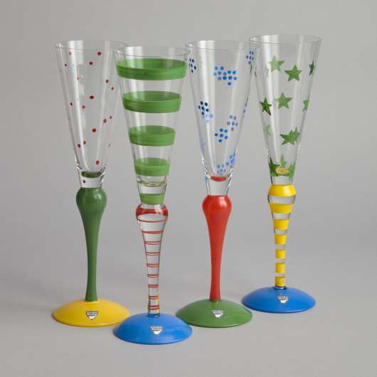 Orrefors - "Clown" Champagneglas 4 st
