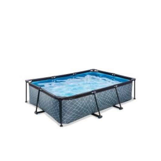 Pool 220x150x65cm med filterpump - Grå - Ovanmarkspooler, Pooler, Utelek