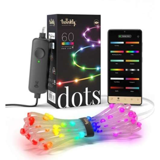 Twinkly - Dots LED-ljusremsa 60 LED RGB Wi-Fi transparent USB