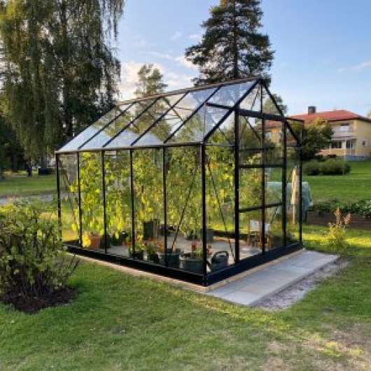 Växthus 8m² - Härdat glas - Svart - Svart, Utan sockel - Fristående växthus, Växthus