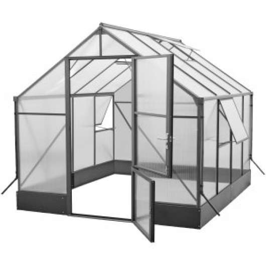 Växthus Toppa 7,4m² - Med sockel + Växthusbord
