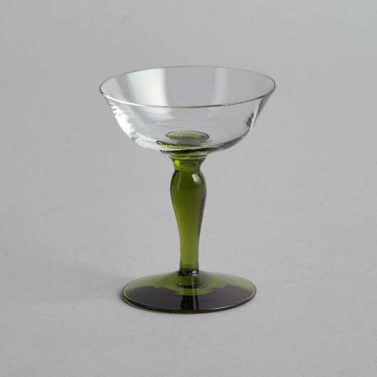 Vintage - Cocktailglas med Grön Fot 2 st