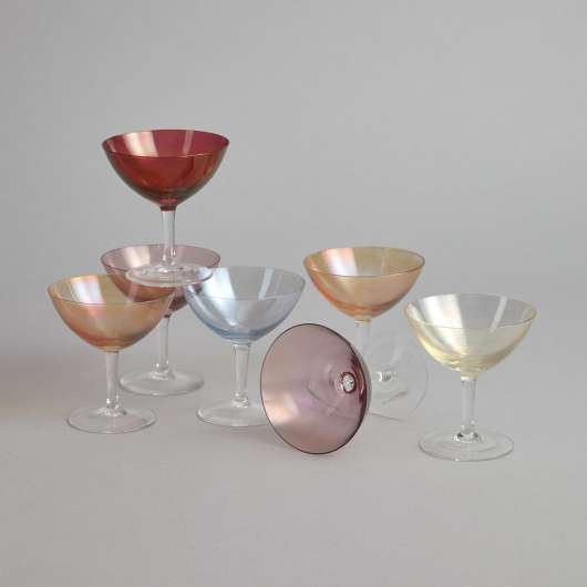 Vintage - Färgglade Likörglas 7 st